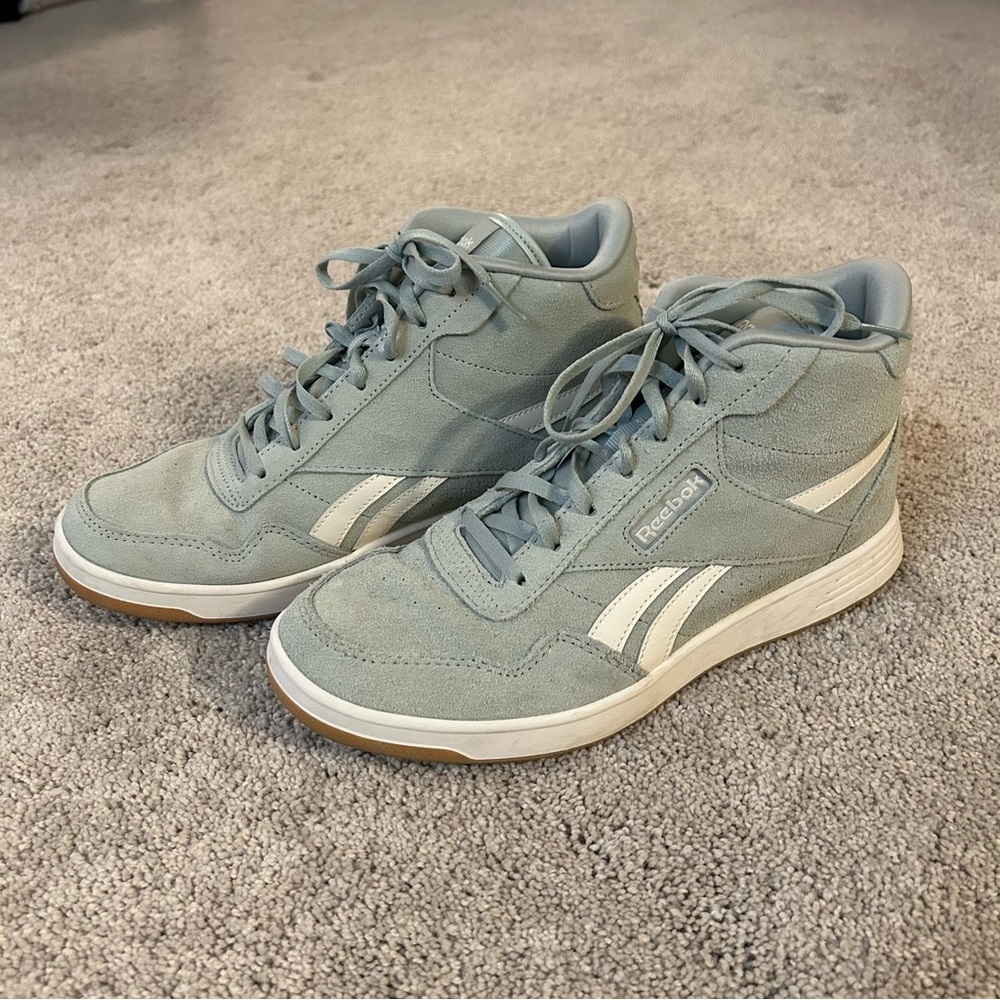 Reebok Women’s Seafoam Colored High-Top Sneakers with White Stripes